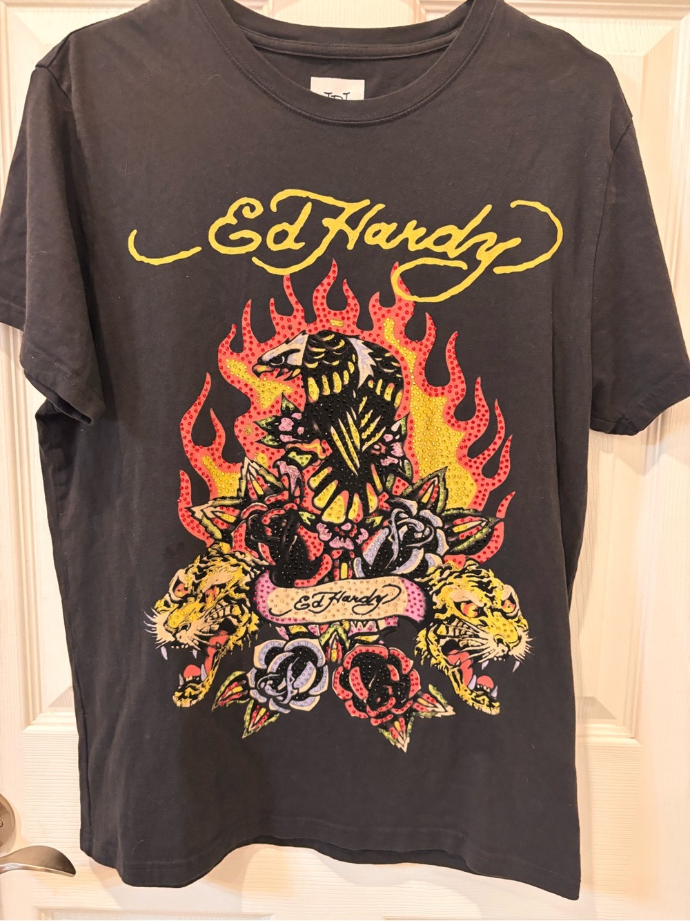 Ed Hardy Black Tee with Sequins